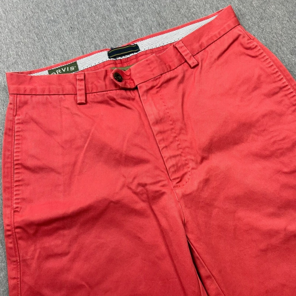 Orvis Pima Cotton Flat Front Shorts Mens 32 Red 9.5" Inseam OP8L